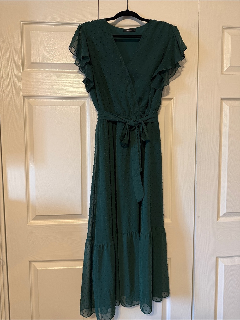 Green Wrap Maxi Dress with Tie Waist